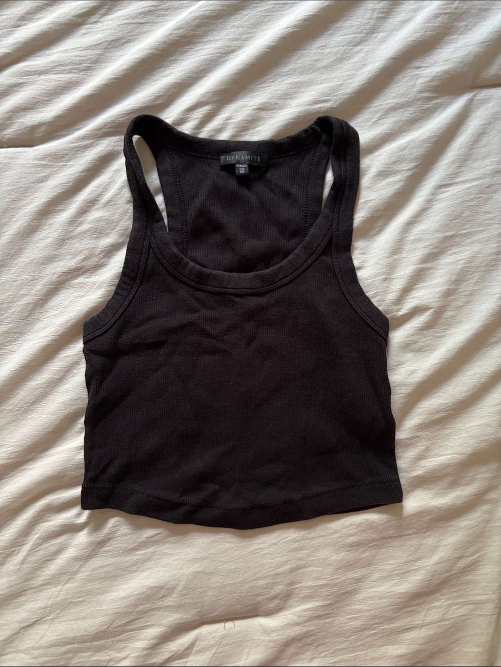 Dynamite Black Ribbed Crop Tank Top
